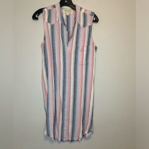 cloth & stone Pink, Blue & White Striped Midi Dress Size Small